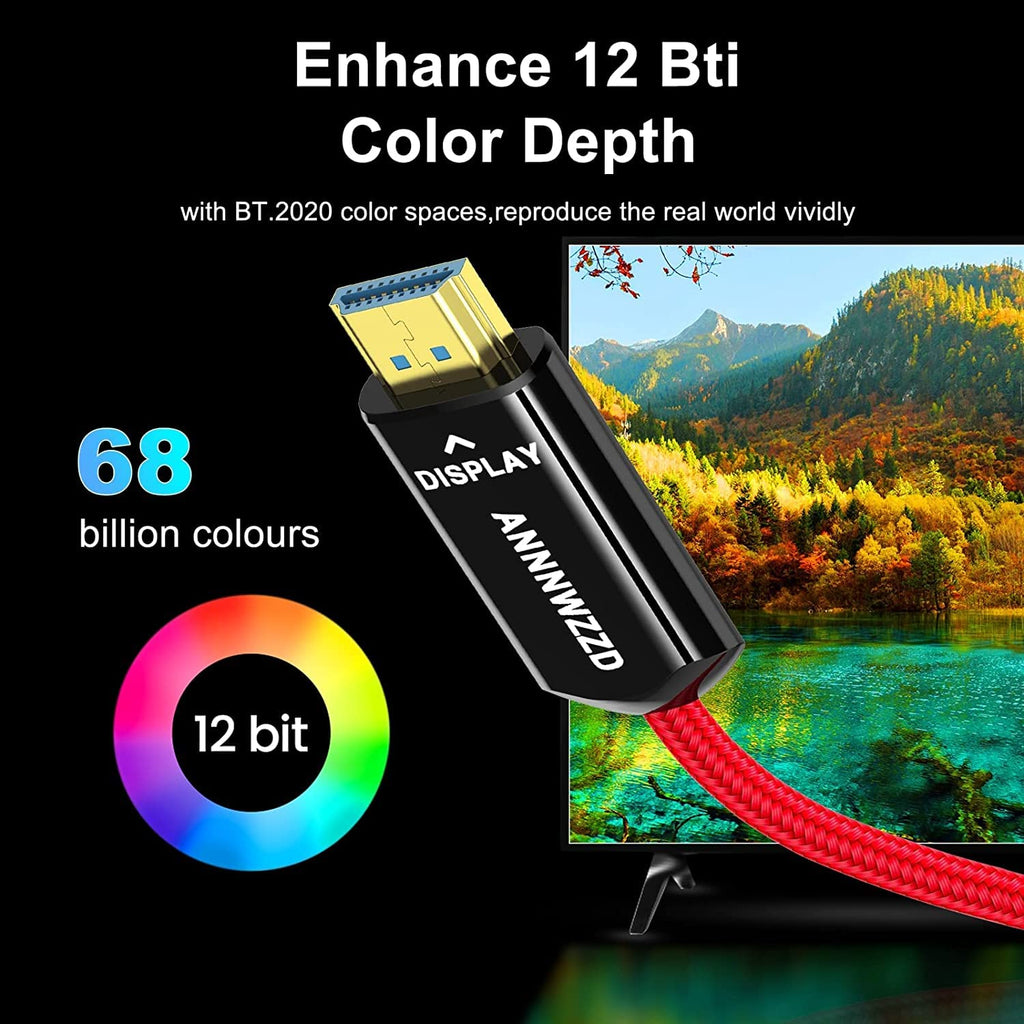 8K HDMI 2.1 Fiber Optic Cable, 100FT, Pack of 2 P653