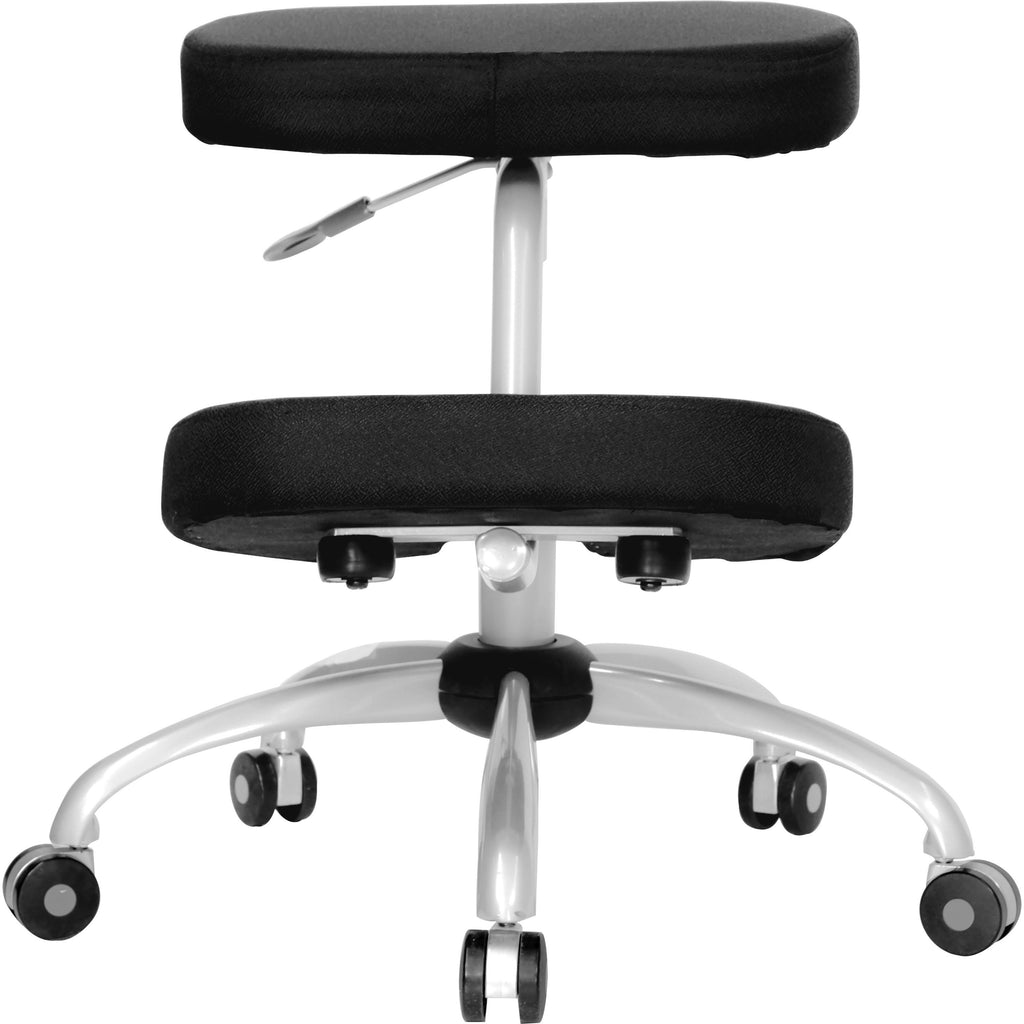 Ergonomic Kneeling Office Chair with Silver Frame in Black Fabric G67918