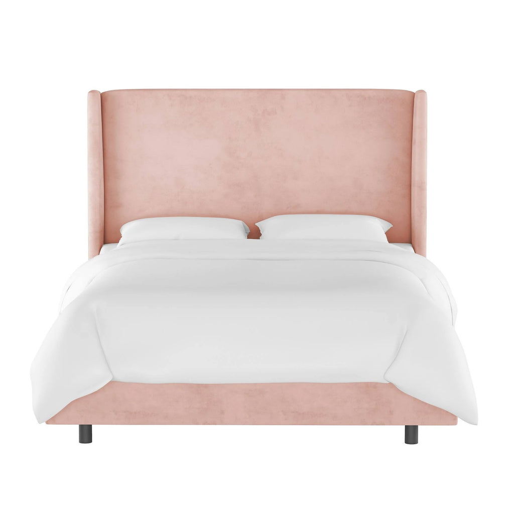 Blush Velvet Wingback Bed D72848
