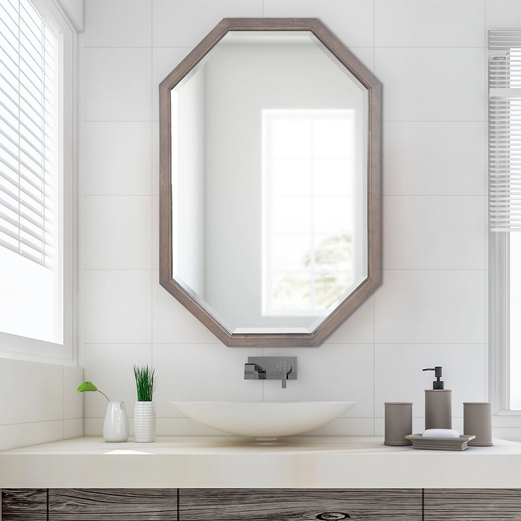 Octagon Wall Mirror, Gray 24x36 H67803