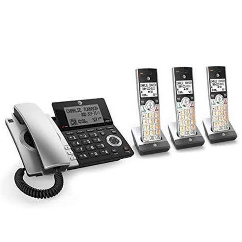 Silver/Black Corded/Cordless Phone with 3 Handsets O100