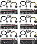 PCI-E 1X to 16X Riser Card with 24in USB 3.0 Extension Cable & 6PIN SATA Power Cable (Black-6 Pieces) F15983