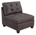 Tufted Armless Chair Dark Brown Leatherette 1pc Cushion Sofa Wooden Legs A76071