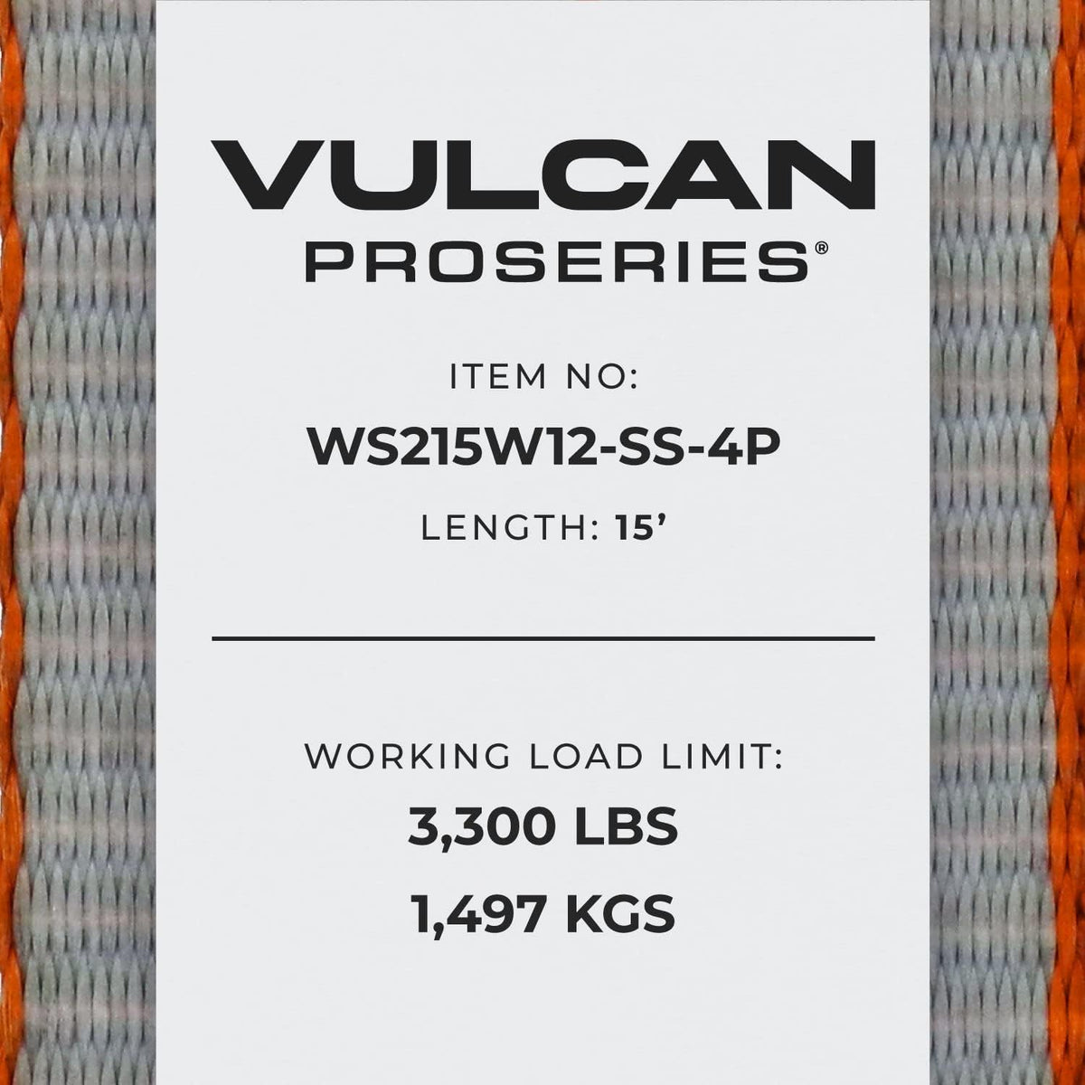 Winch Strap with Heavy Wire Hook, 2 Inch x 15 Foot, 4 Pack, 3,300 Pound Safe Working Load V100270