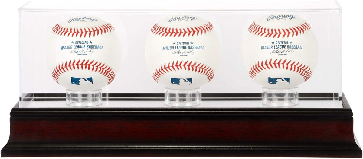 Antique Mahogany Three Baseball Display Case J4668