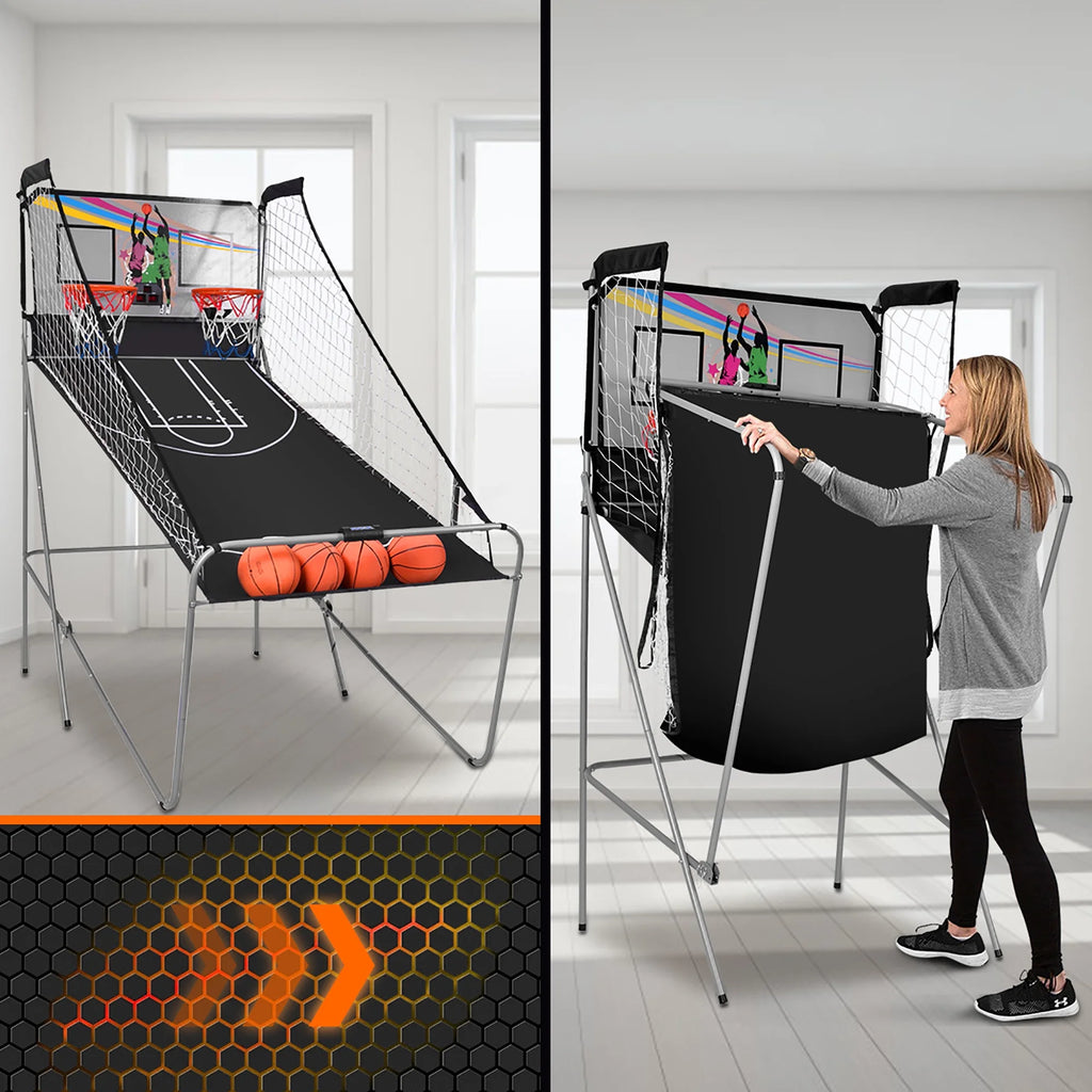 Indoor Basketball Arcade Game Double Electronic Hoops 2 Player with 4 Balls B457