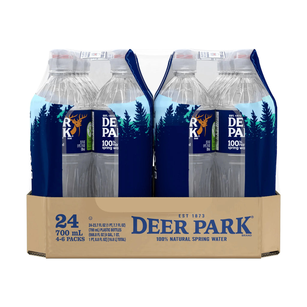 24 Pack Natural Spring Water 23.7 oz Plastic Bottles M38475