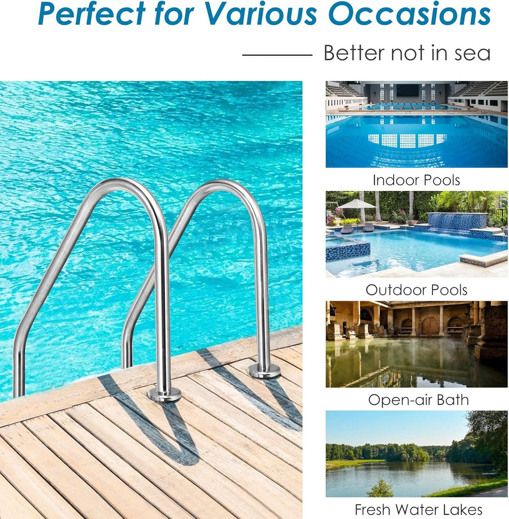 Stainless Steel Inground 2-Step Non-Slip Swimming Pool Ladder U12662