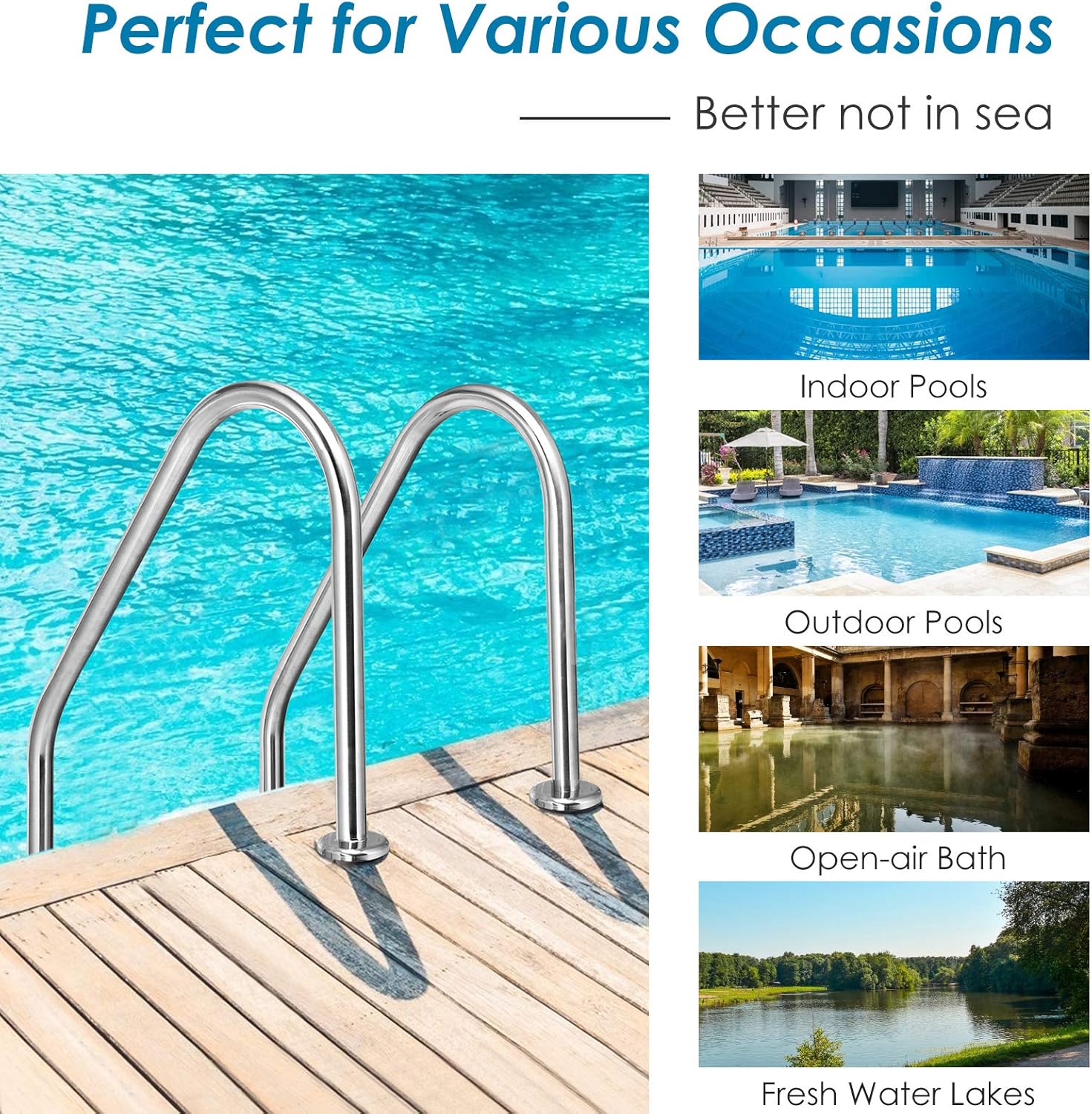 Stainless Steel Inground 2-Step Non-Slip Swimming Pool Ladder U12662