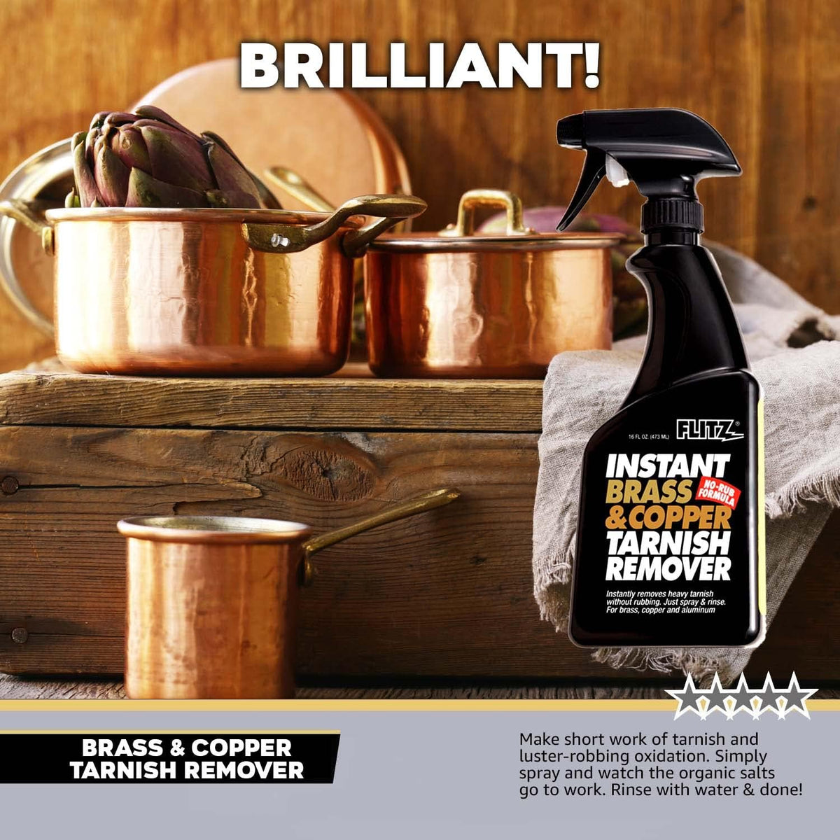 Brass and Copper Tarnish Remover, 16 oz Spray Pack of 2 Z69215