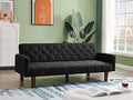 Convertible Foldable Linen Sofa Bed with 5 Wooden Legs, Black P696
