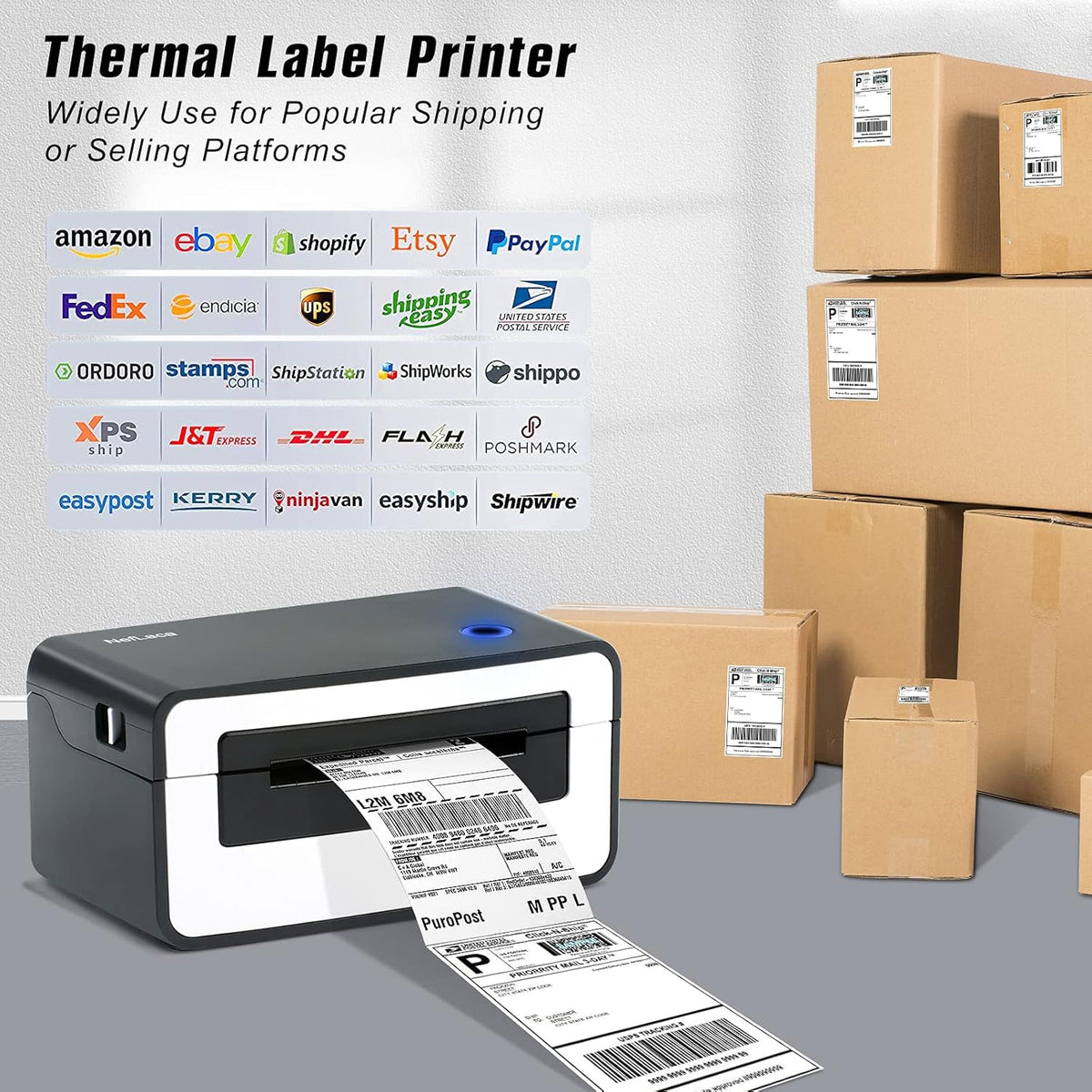 Bluetooth Thermal Label Printer 4x6, Portable Wireless Shipping Label Printer V17779