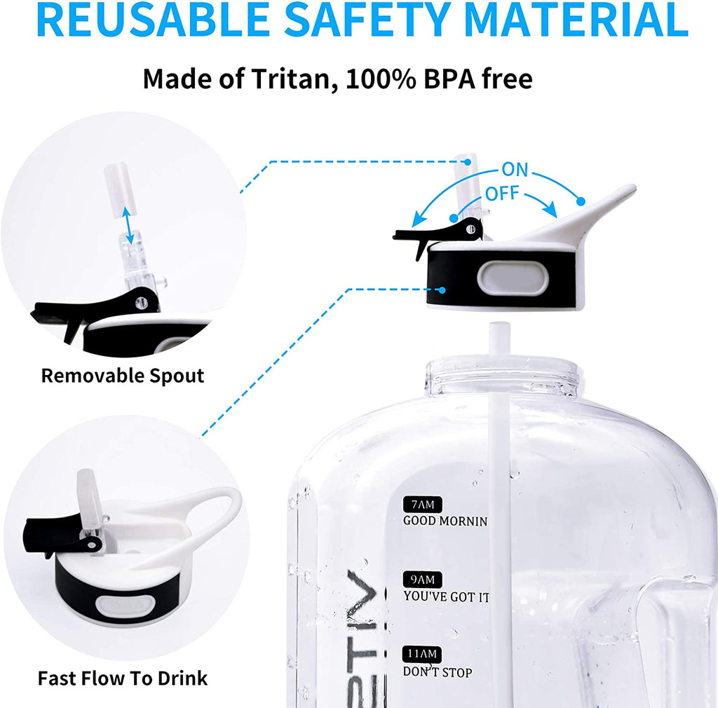128 Oz Water Bottle with Straw and Time Marker, BPA Free P335