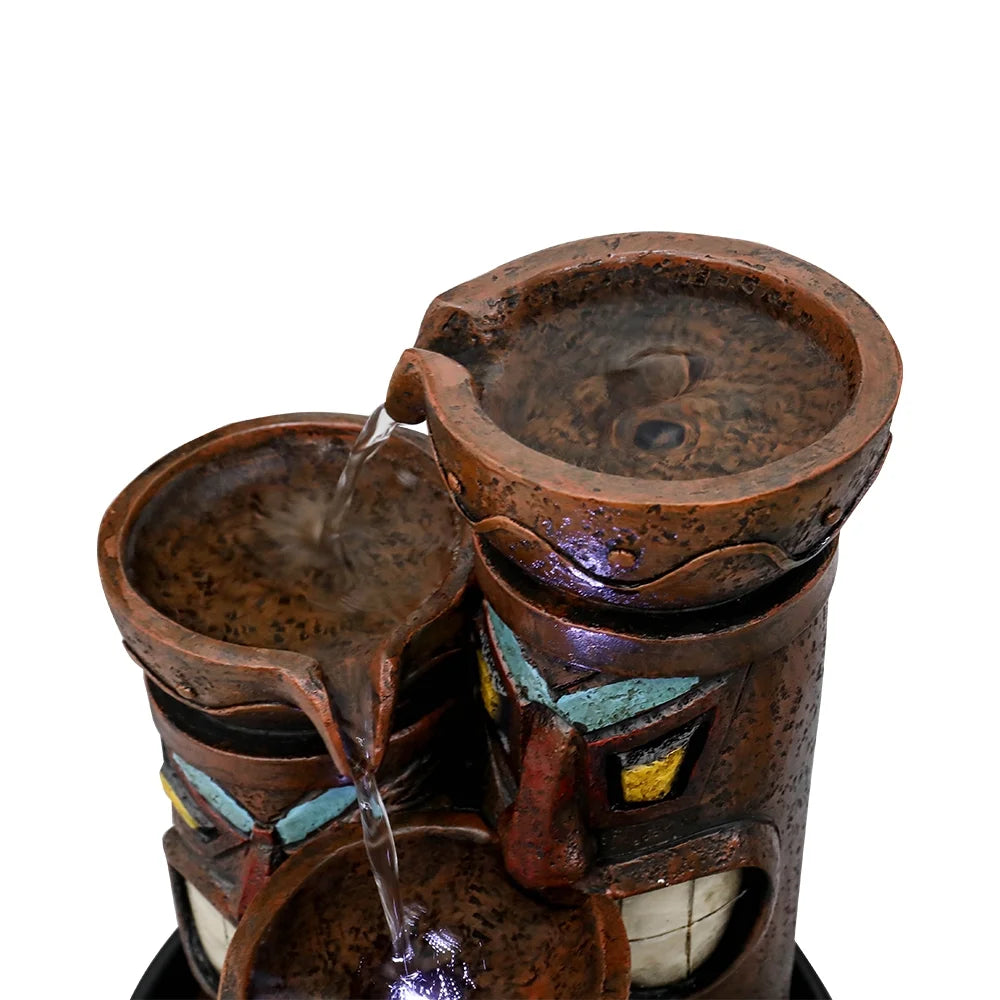 3-Tier Tabletop Water Fountain with Light U7456