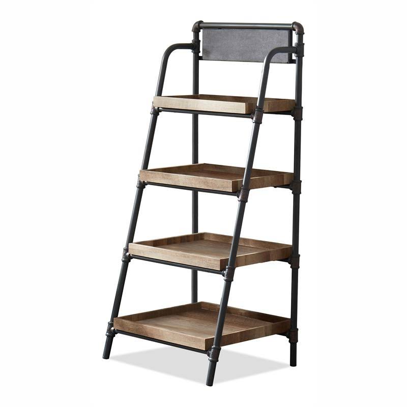 Industrial Metal 4-Shelf Bookcase in Sand Black N157095