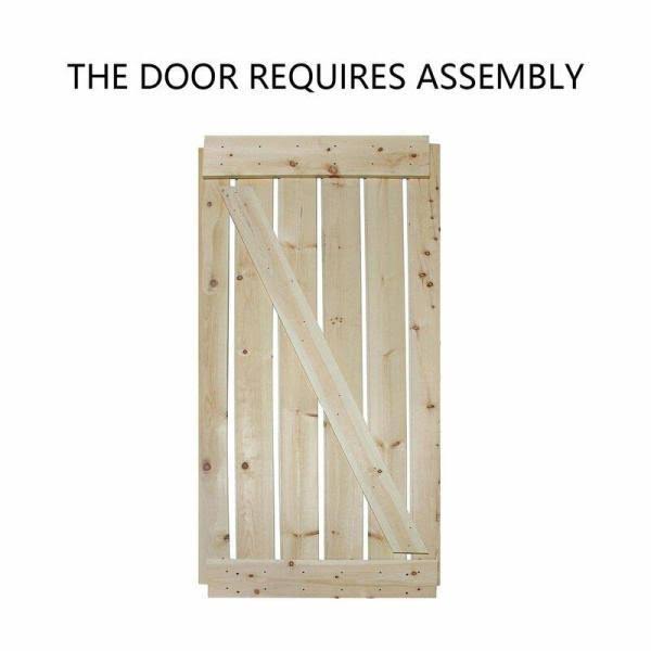 Unfinished Paneled Wood Barn Door with Installation Hardware Kit V9988