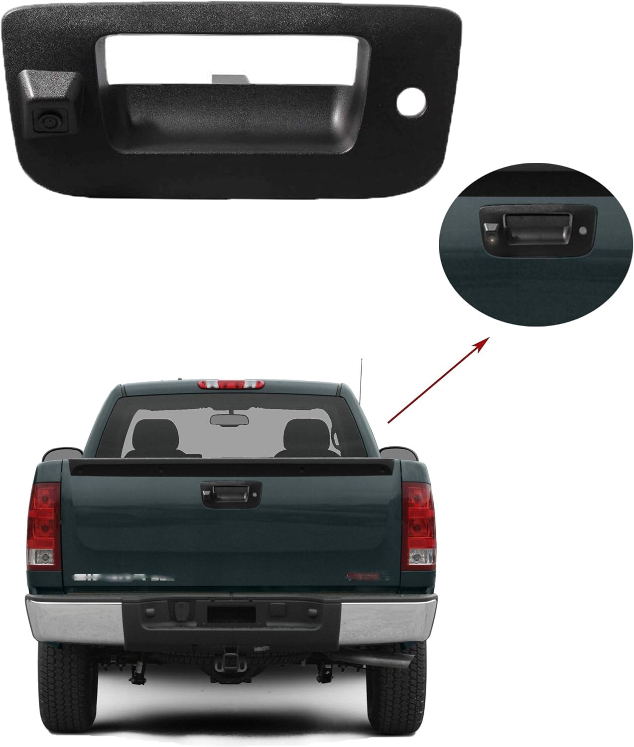 Tailgate Handle Backup Camera with Guideline for Pickup Black Waterproof Pack of 2 S87280