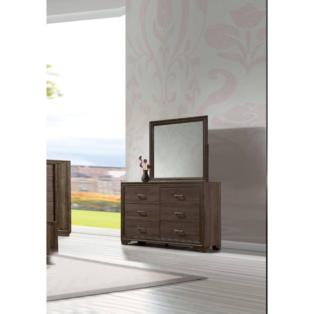 Six Drawer Dresser with Scalloped Feet in Walnut Finish H131