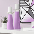 Purple Glass Pillar Candle Holder Set of 2 Z9772