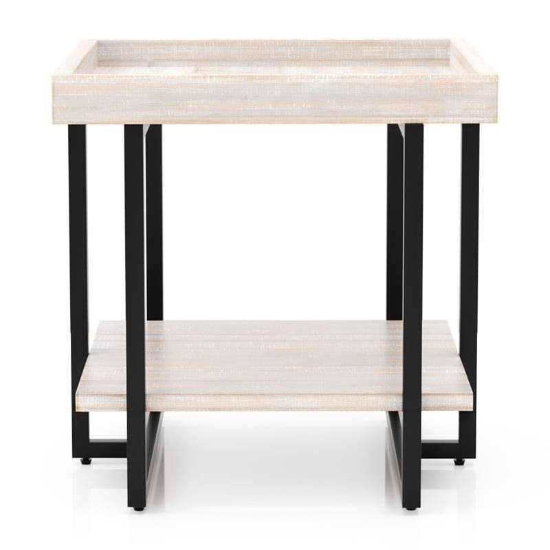 Antique White Wood 1-Shelf End Table L95660