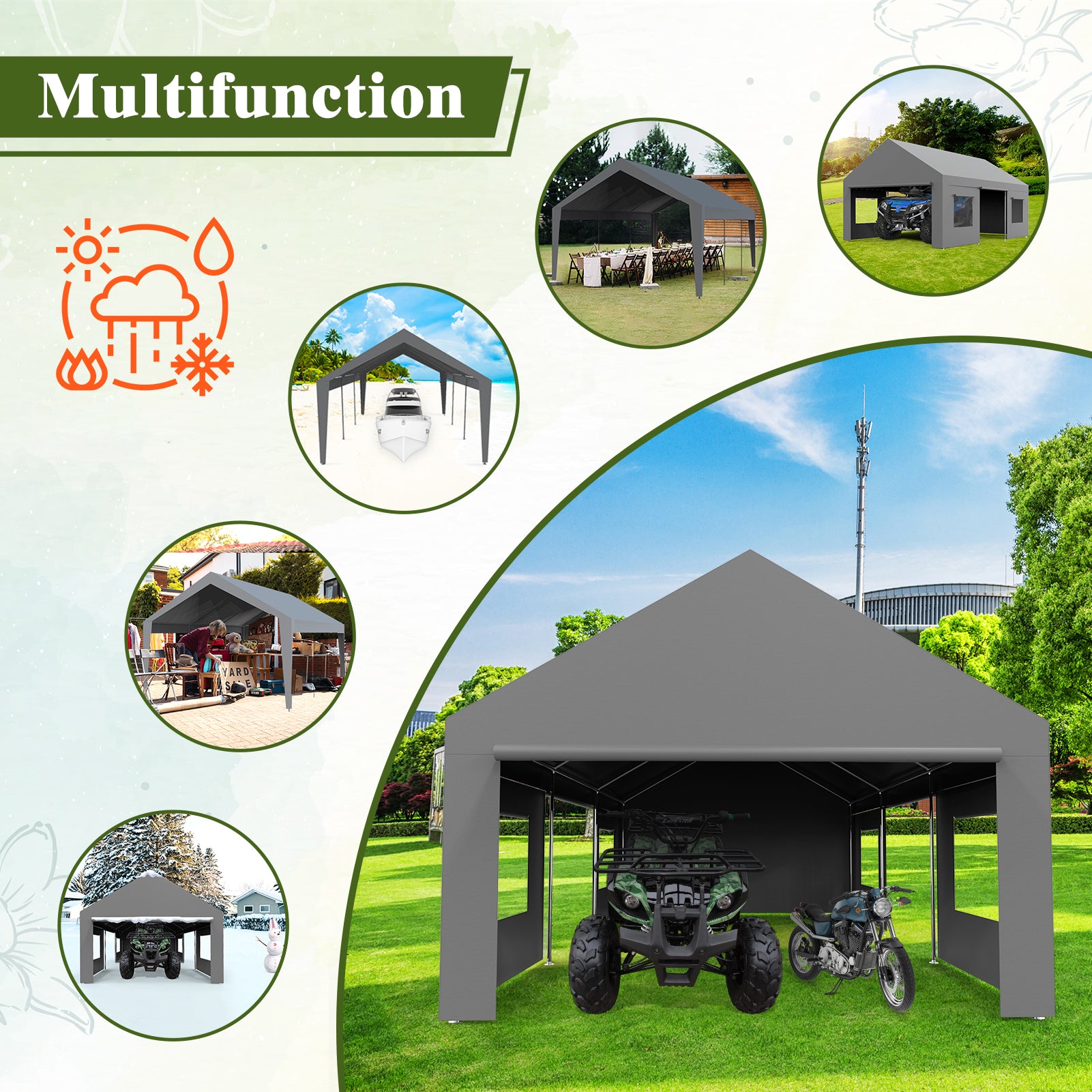 13X25FT Metal Carport Canopy Car Tent Outdoor Garage Boat Shelter S948