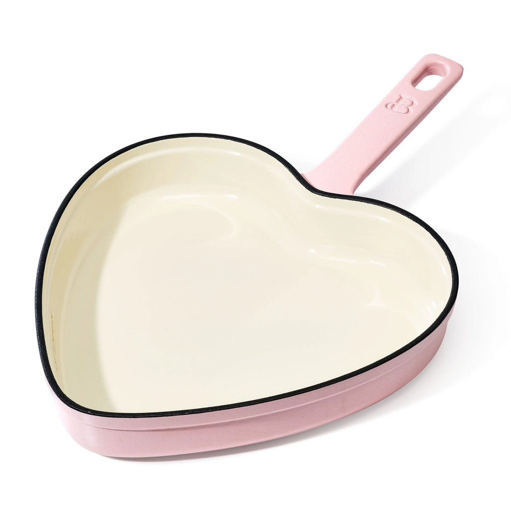 Pink Champagne Enameled Cast Iron Heart Skillet I94879