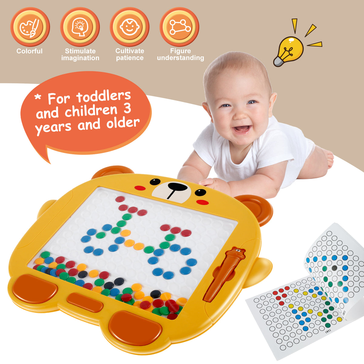 Colorful Magnetic Drawing Board with Magnetic Pen and Cards P372