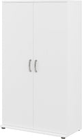 White Tall Storage Cabinet with Doors and Shelves J155543