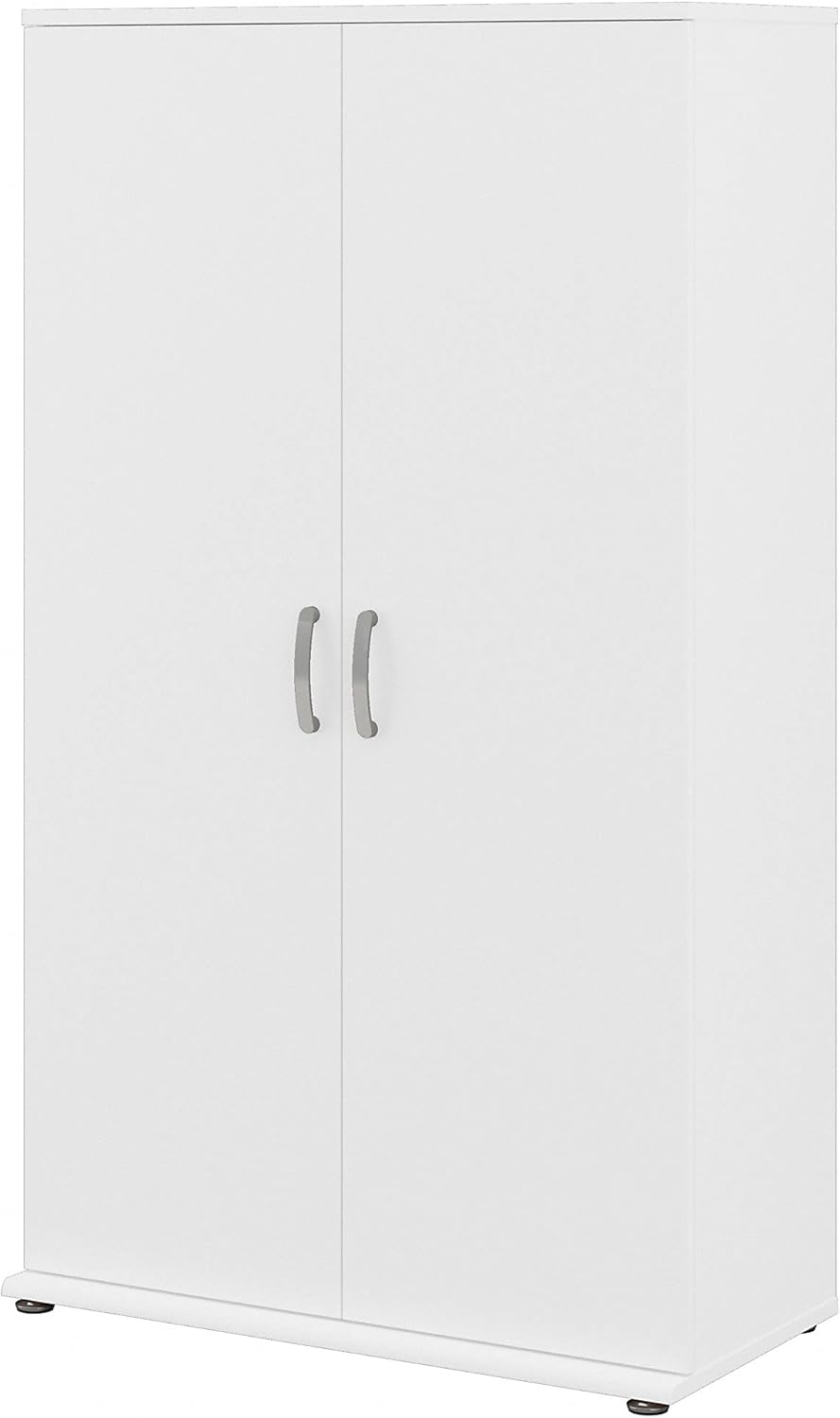 White Tall Storage Cabinet with Doors and Shelves J155543