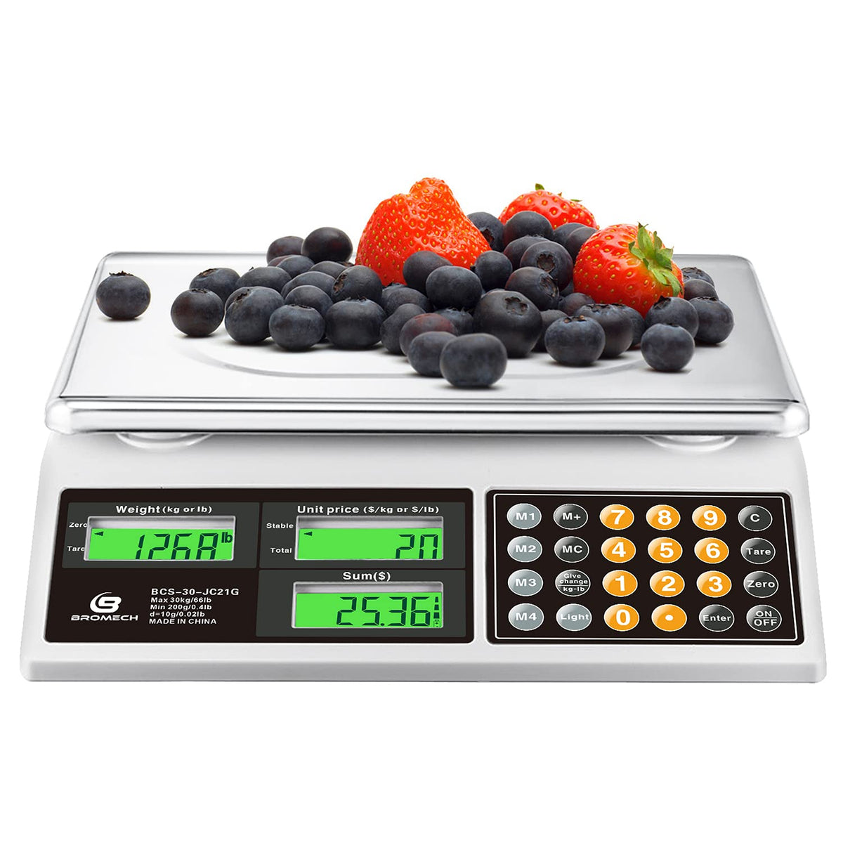 66lb Digital Commercial Food Weighing Scale with Green Backlight LCD V3738