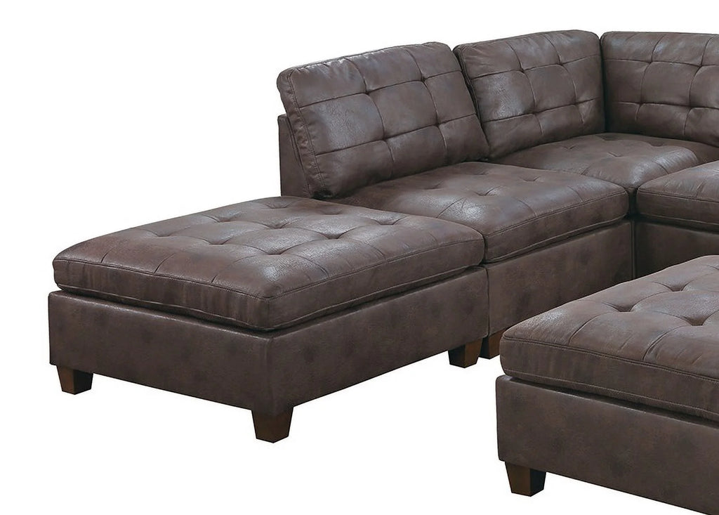 Tufted Armless Chair Dark Brown Leatherette 1pc Cushion Sofa Wooden Legs A76071