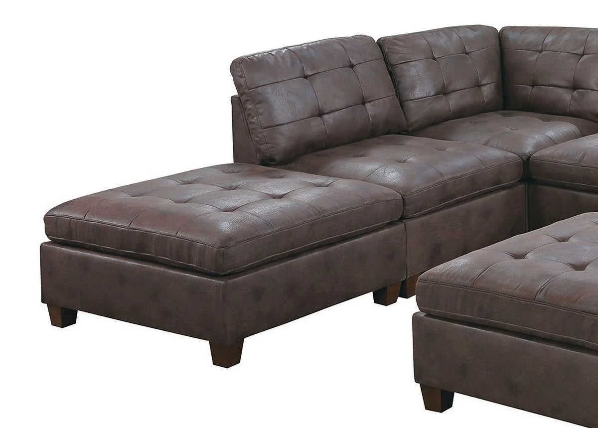 Tufted Armless Chair Dark Brown Leatherette 1pc Cushion Sofa Wooden Legs A76071