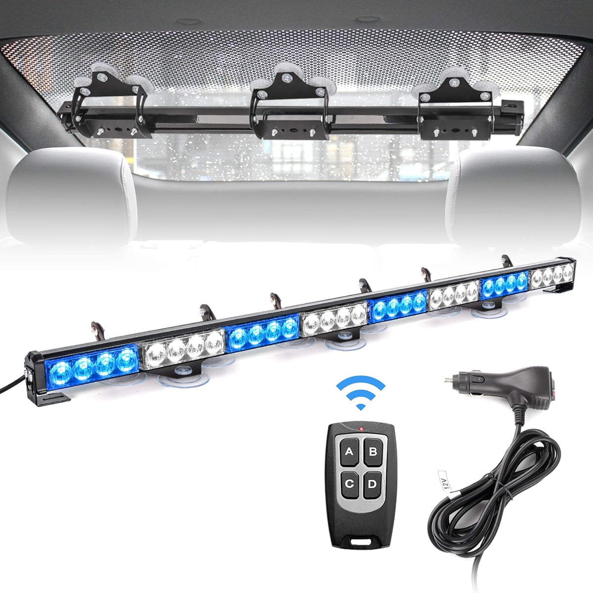 Amber White 35.5 inch 8 Panels Strobe Light Bar Pack of 2 C6517