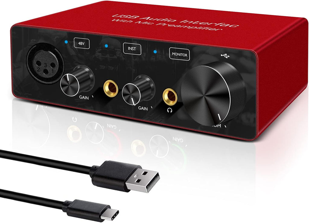 USB Audio Interface with Mic Preamplifier and 48V Phantom Power J7067