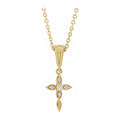 14K Yellow Gold Diamond Cross Necklace D9366