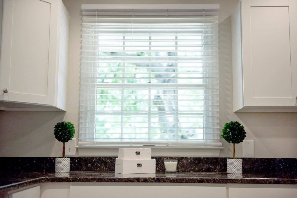 Cordless Soft White Faux Wood Room Darkening Blinds P653392
