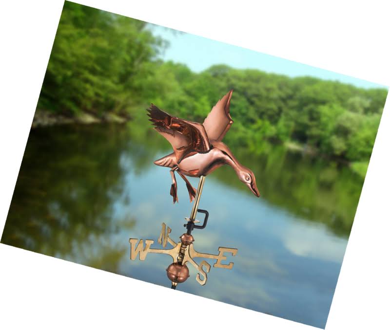 Polished Copper Roof-Mount Landing Duck Weathervane K335118