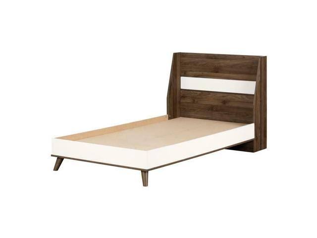 Twin Natural Walnut and Pure White Bed L247988