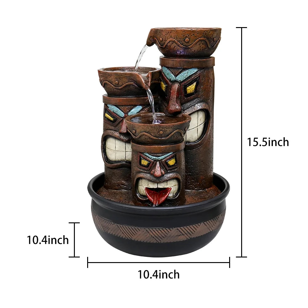 3-Tier Tabletop Water Fountain with Light U7456
