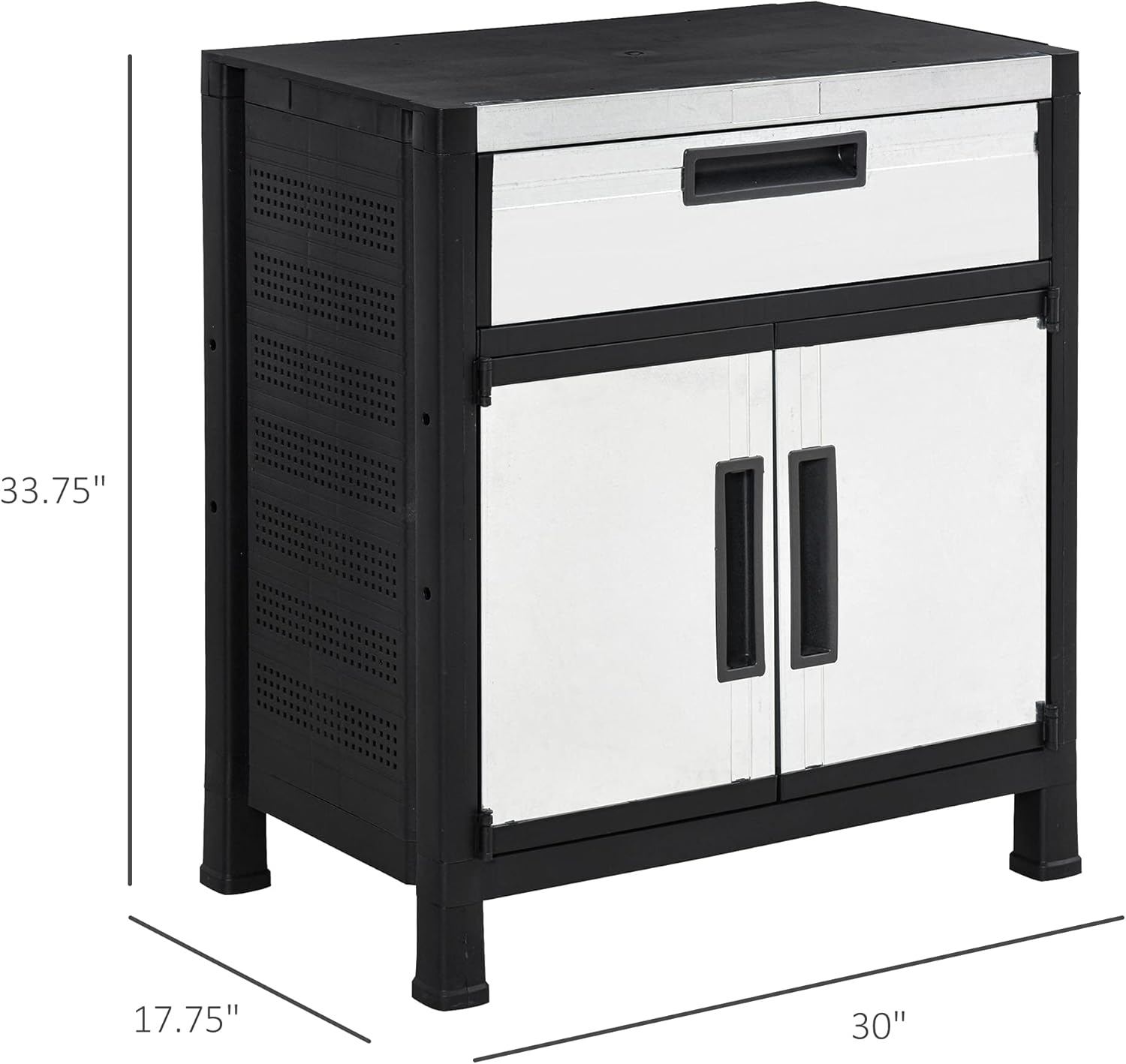Outdoor Storage Sheds Cabinet with Adjustable Shelves, Waterproof PP & Galvanized Steel G26178