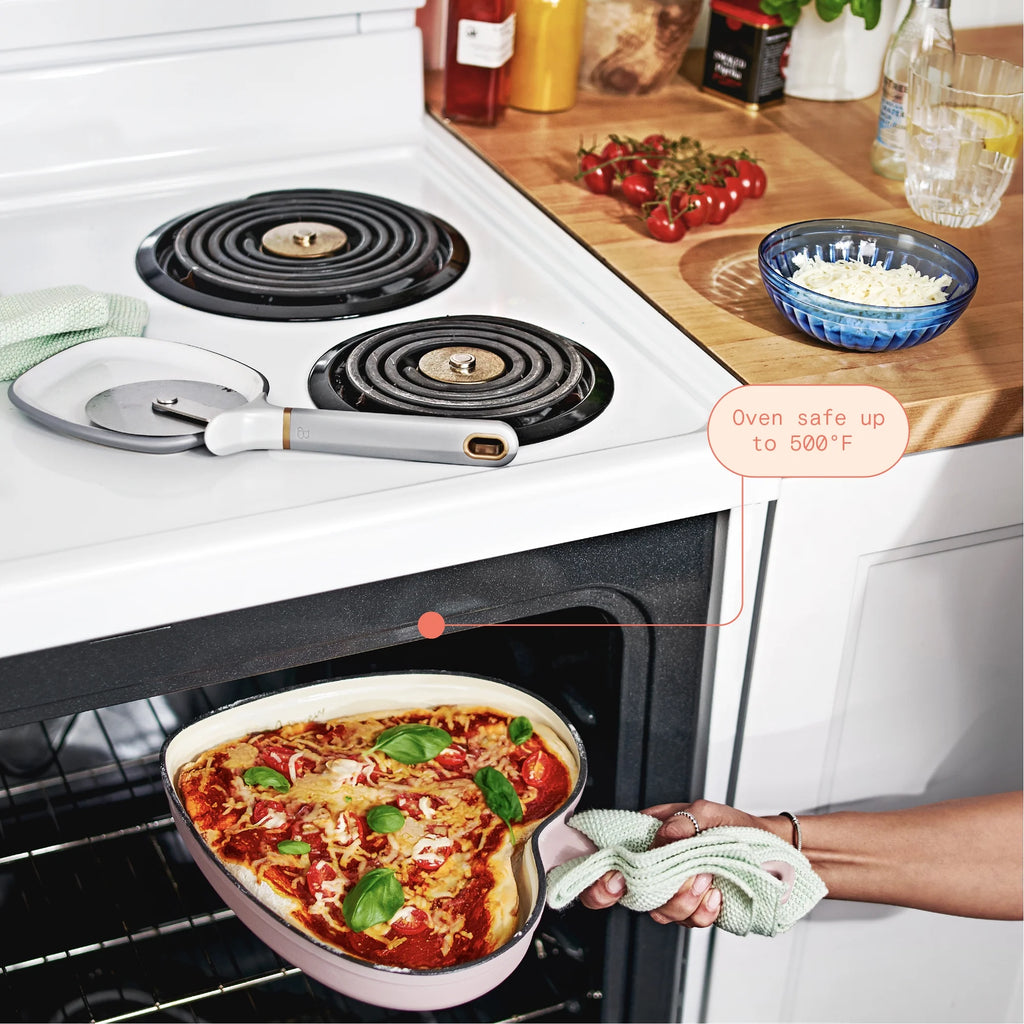 Pink Champagne Enameled Cast Iron Heart Skillet I94879