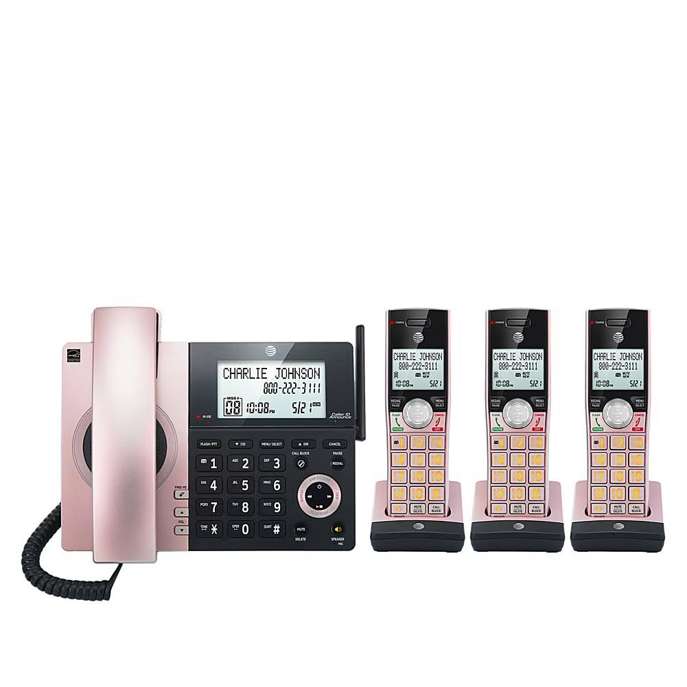 Silver/Black Corded/Cordless Phone with 3 Handsets O100