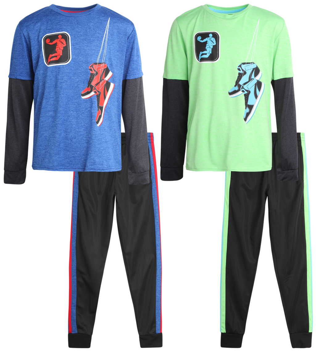 Boys’ 4 Piece Sweatsuit Set with Tricot Sweatpants T18389