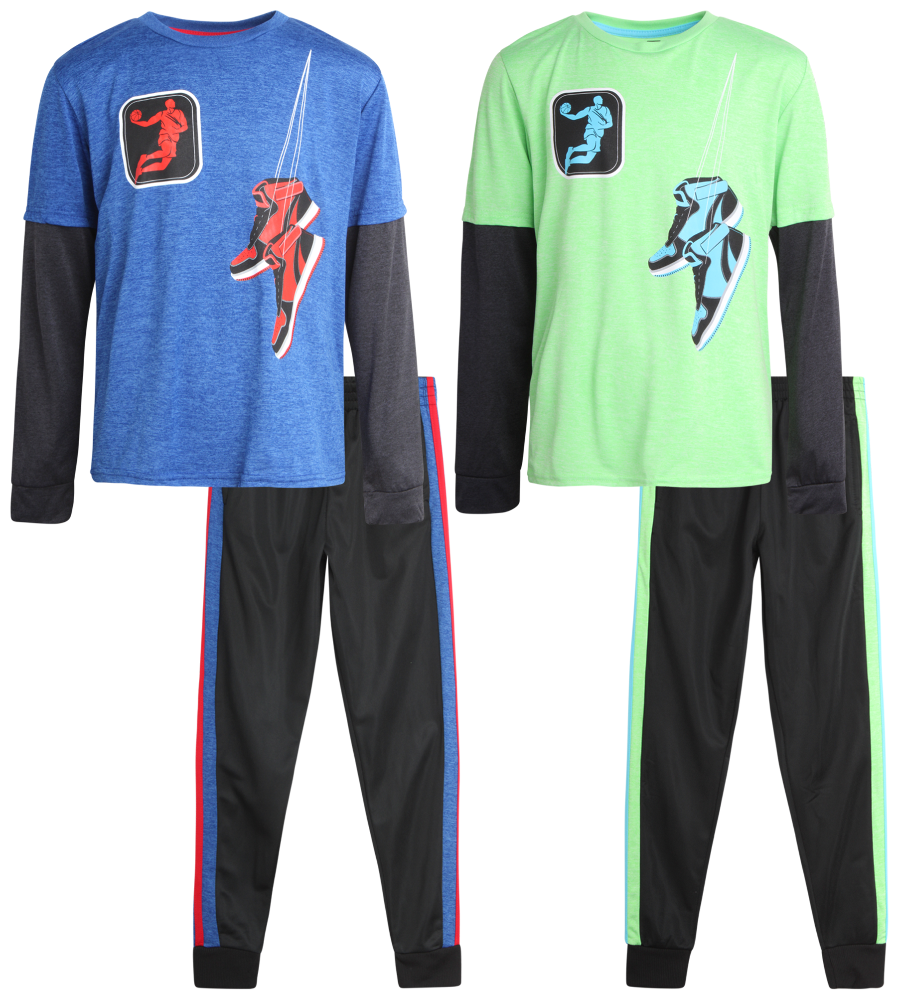 Boys’ 4 Piece Sweatsuit Set with Tricot Sweatpants T18389