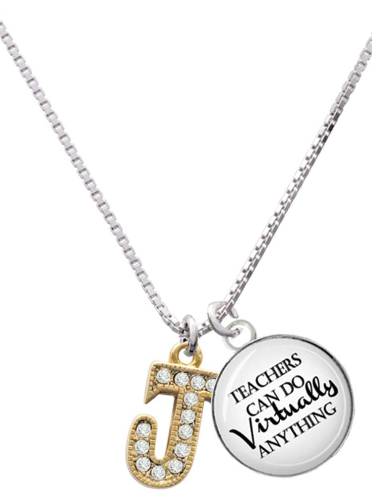 Goldtone Crystal Initial J Charm Necklace X5712