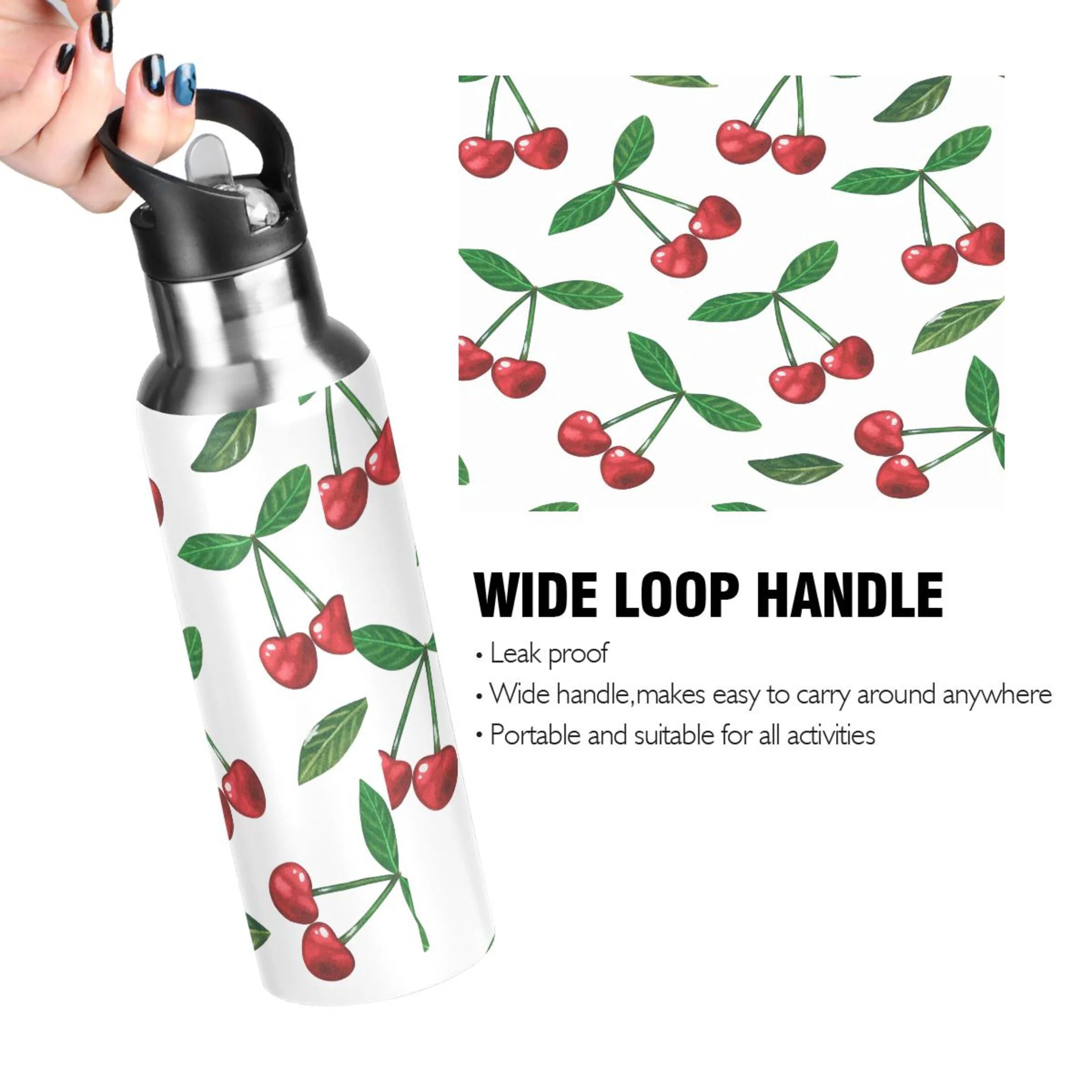 Stainless Steel Insulated Thermos Vacuum Flask Water Bottle with Straw Lid Z808