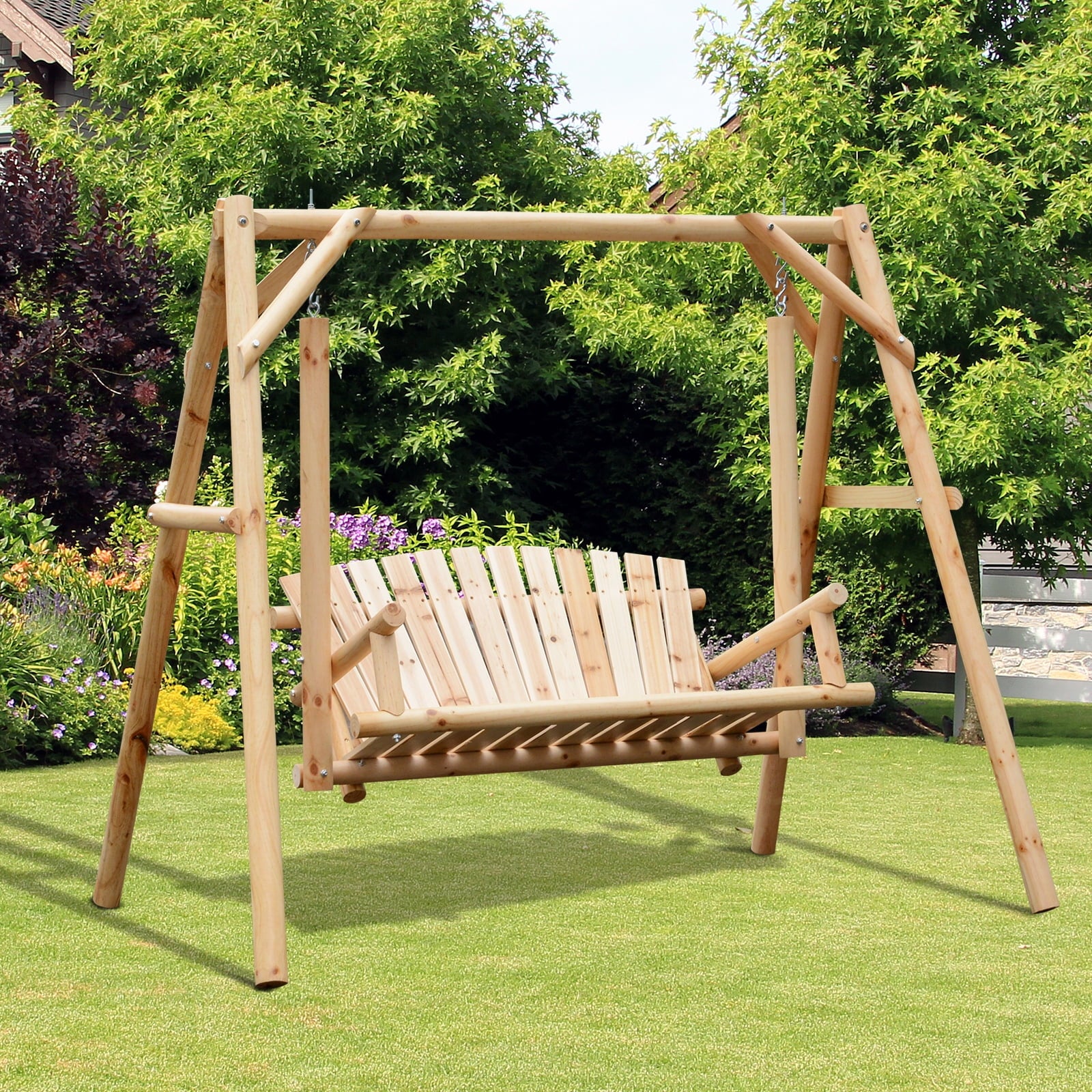 Natural Wooden Porch Swing Bench M533