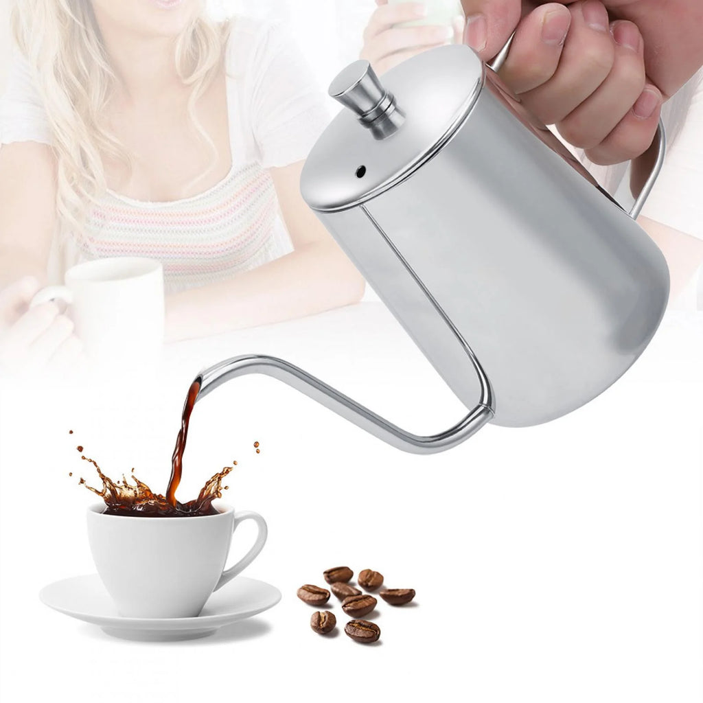 550ml Stainless Steel Gooseneck Coffee Pot Kettle with Lid V78285