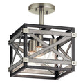 Anvil Iron Distressed Antique Grey Farmhouse Semi-Flush Mount Light S477