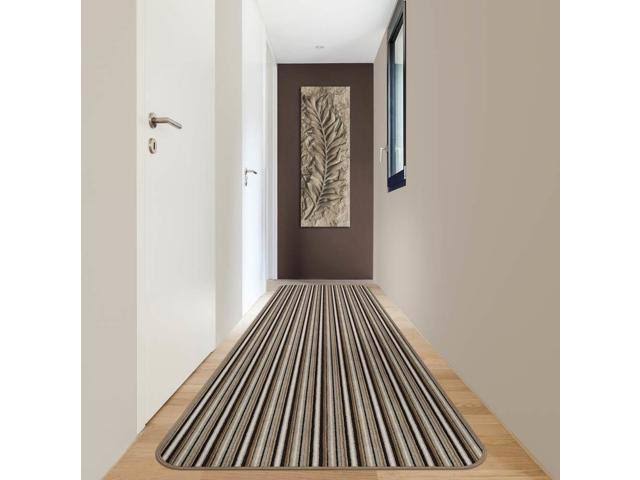Mocha Brown Stripe Skid-Resistant Carpet Runner 8 ft. x 36 in. E950